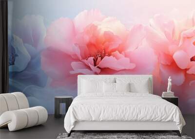 Colorful flowers in pastel colors, with pink and blue petals Wall mural