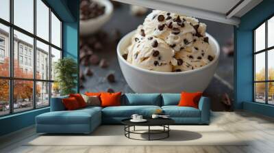 food photography of vanilla ice cream with chocolate chips in the cup Wall mural