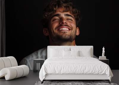 Portrait of a happy handsome man in a shirt with laughing Wall mural