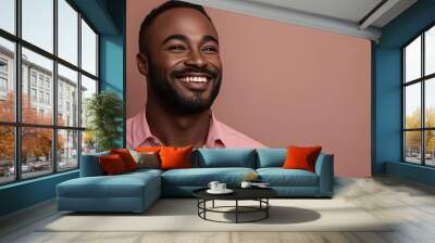 Portrait of a happy handsome man in a shirt with laughing Wall mural