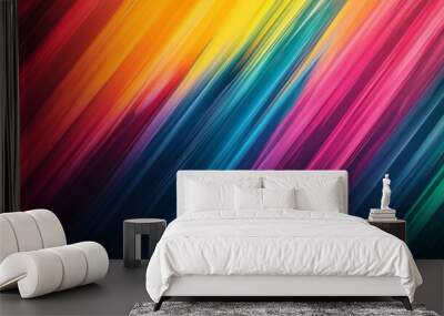 Rainbow background with colorful stripes, vibrant color gradients, and abstract patterns for design or graphic art Wall mural