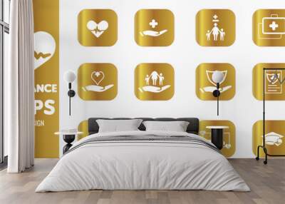 Insurance app icon with golden colour gradient Wall mural