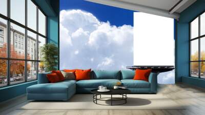 Portrait billboard for advertising at big cloud sky background. Wall mural