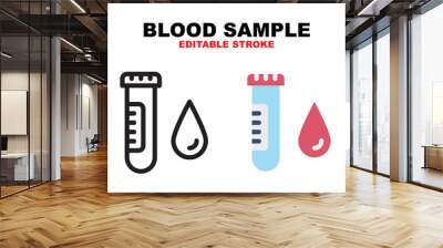 Blood Sample icon set with different styles. Icons designed in filled, outline, flat, glyph and line colored. Editable stroke and pixel perfect. Can be used for web, mobile, ui and more. Wall mural