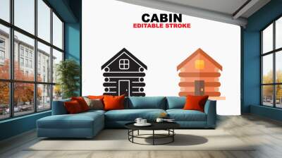 cabin icon symbol set of outline, solid, flat and filled outline style. isolated on white background Wall mural