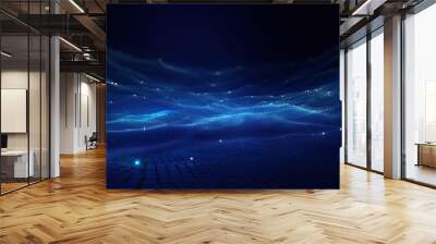 abstract blue matrix digital cyberspace background 3d render illustration, Abstract blue digital background. Big data visualization, AI Generated Wall mural