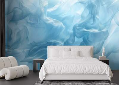 Soft blue and white waves creating an abstract background, Soft gradients of baby blue evoking a sense of peace Wall mural