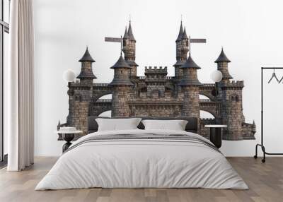 3D rendering of a fairytale castle isolated on transparent background. Wall mural