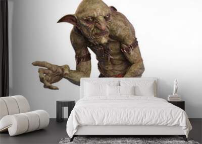 Hobgoblin fantasy creature creeping stealthily. 3d illustration isolated on white background. Wall mural