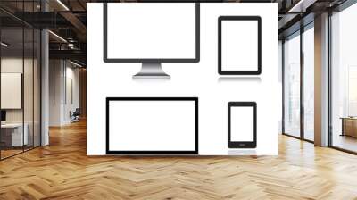 monitor with notebook and smartphone and tablet pc Wall mural