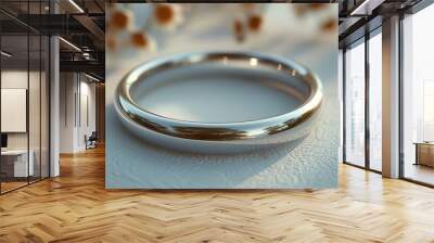 Silver ring in a minimalist style. Wall mural