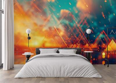 Abstract geometry in triangle shapes forms a background. Futuristic design presents a graphic pattern. Wall mural