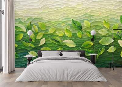 Abstract leaves create a unique wallpaper, a design that celebrates nature. Colorful plant texture, a background that echoes the beauty of leaves. Wall mural