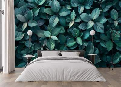 Abstract leaves in the background, a pattern that resembles nature's design. Bright green decoration, a representation of plant life. Wall mural