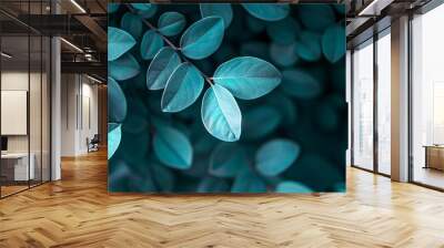 Abstract leaves in the background, a pattern that showcases nature's design. Bright green decoration, a representation of plant life. Wall mural