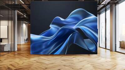 3d render of abstract blue shape fluid and organic form Wall mural