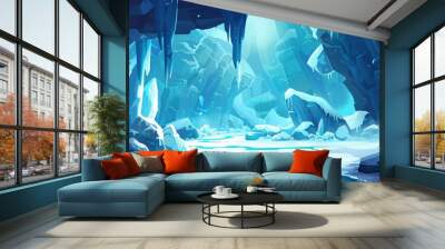 Cartoon ice cave background cartoon style Wall mural