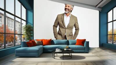 Handsome middle-aged man in suit smiling and looking at camera Wall mural