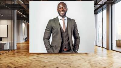 Portrait of a happy young african american businessman in suit Wall mural