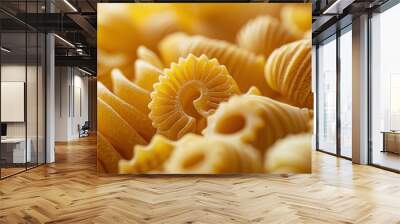   A close-up of macaroni shells with a sunflower in the center of the photo Wall mural