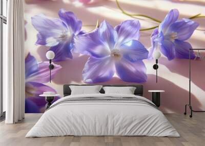   A collection of lilacs and whites atop a bed of pinks and purples side by side Wall mural