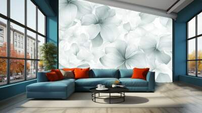   A group of white blossoms adorns a white and gray wallpaper backdrop reminiscent of a magical kingdom Wall mural