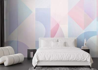   A multicolored abstract background featuring an array of pastel blue, pink, and green shapes Wall mural