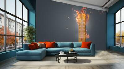  hot summer or heat wave, sky with with bright sun and thermometer Wall mural