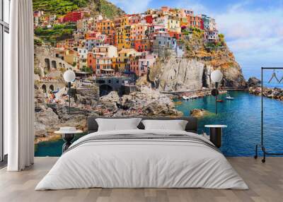  Italy - the Cinque Terre National Italian park. UNESCO world heritage site. Historical ancient Mediterranean place. Wall mural