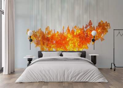   Orange glass chandelier hanging from white wall Wall mural