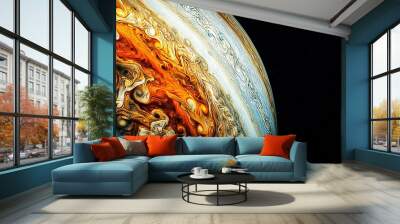   Planet surface seen in close-up with vibrant oranges & yellows in swirling patterns Wall mural