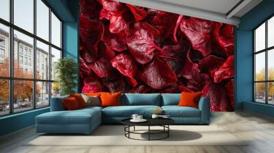   Red leafy plants piled high on top of each other Wall mural