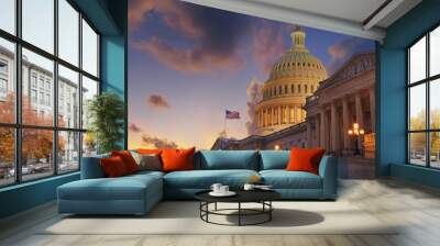  US Capitol building at sunset, Washington DC, USA. Wall mural