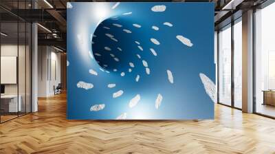 abstract background. illuminated tunnel of patterns of white drops on a blue background. 3d illustration. 3d render  Wall mural