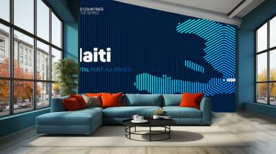 Abstract map of Haiti with hexagon lines Wall mural