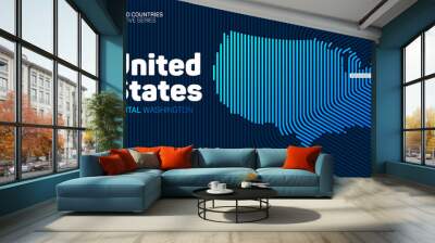 Abstract map of United States of America with hexagon lines Wall mural