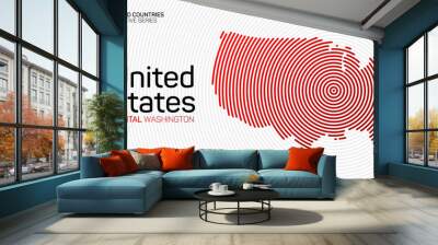 Abstract map of United States of America with red circle lines Wall mural