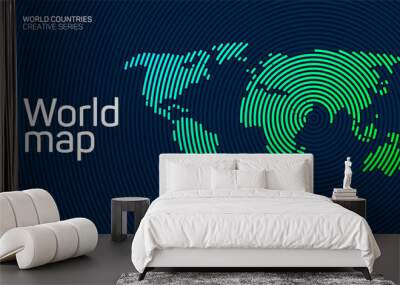 Abstract world map with circle lines Wall mural