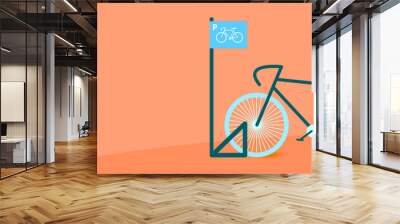 Bicycle Parking with cool bike in flat style. Vector Illustration. Wall mural