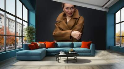 Timeless Elegance in a Luxurious Brown Coat Wall mural