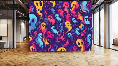 Colorful ghosts pattern 2 Wall mural