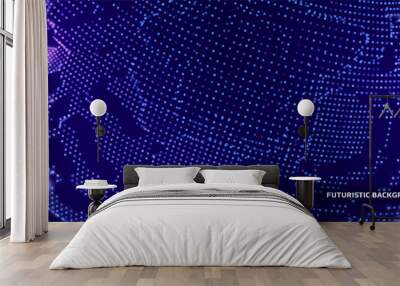 Cyber background constructed with particles. Science or technology backdrop. Vector illustration. Wall mural