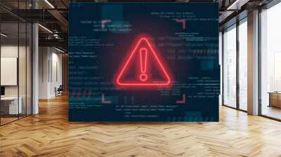 Danger sign. Hacked system or cyber attack. Vector illustration. Wall mural