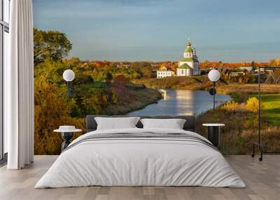 Suzdal, Ilinsky church in autumn day. Russia Wall mural