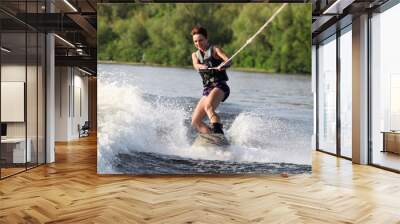 beauty girl on wakeboard Wall mural