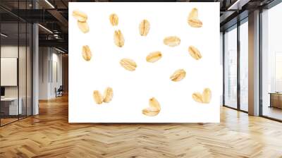 Oat flakes isolated on white background top view Wall mural