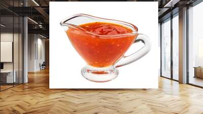 Sweet chili sauce  in glass bowl on white background Wall mural