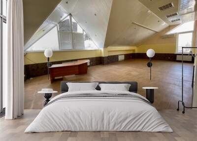 empty office with wooden floor, attic floor Wall mural