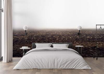 farm field in foggy haze Wall mural