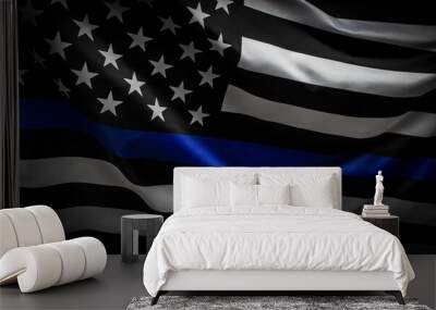 Police Thin Blue Line Flag Wall mural